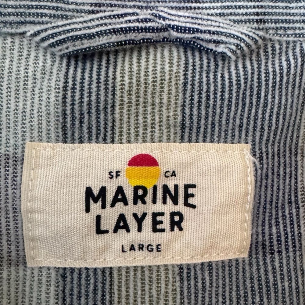 Marine Layer Plaid Corduroy Lightweight Long Sleeve Button Front Shirt Sz Large - Picture 6 of 7